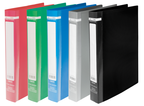 Папка пластикова, JOBMAX, 2 R-образних кільця, А4, ширина торця 25 мм, асорті, BM.3161-99 BUROMAX